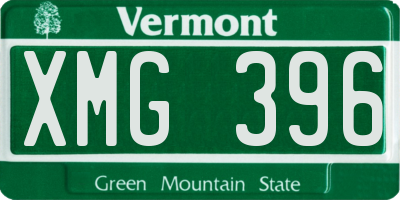 VT license plate XMG396