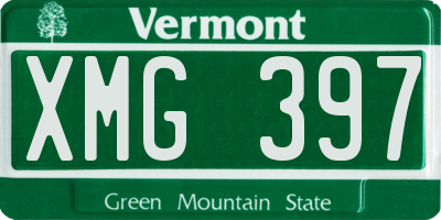 VT license plate XMG397