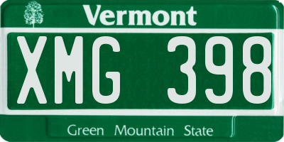 VT license plate XMG398