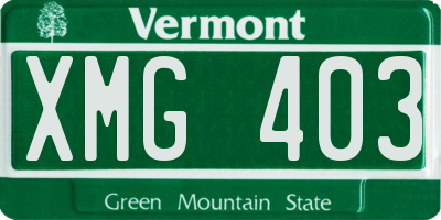 VT license plate XMG403