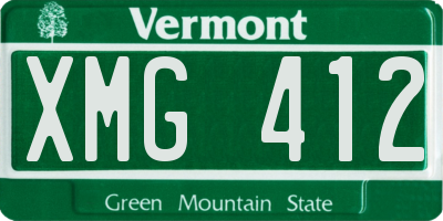 VT license plate XMG412