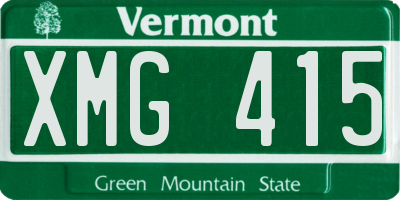 VT license plate XMG415