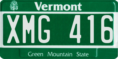 VT license plate XMG416