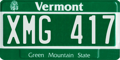 VT license plate XMG417