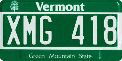 VT license plate XMG418