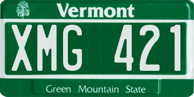 VT license plate XMG421