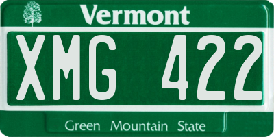 VT license plate XMG422