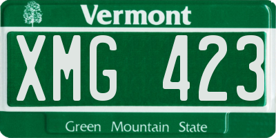 VT license plate XMG423