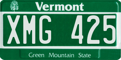 VT license plate XMG425