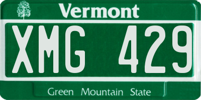 VT license plate XMG429