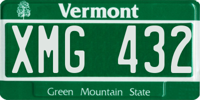VT license plate XMG432