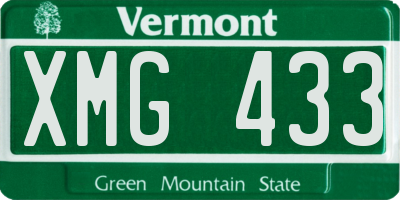 VT license plate XMG433