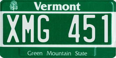 VT license plate XMG451