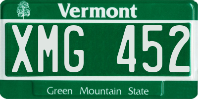 VT license plate XMG452