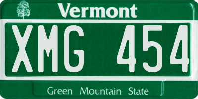 VT license plate XMG454