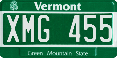 VT license plate XMG455