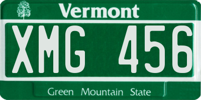 VT license plate XMG456