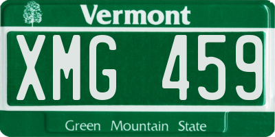 VT license plate XMG459