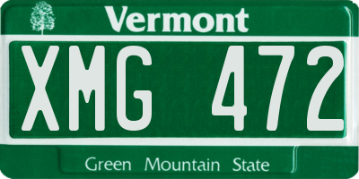 VT license plate XMG472