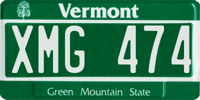 VT license plate XMG474