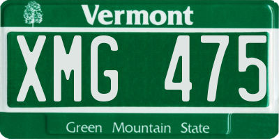VT license plate XMG475