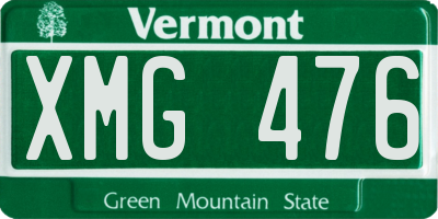 VT license plate XMG476