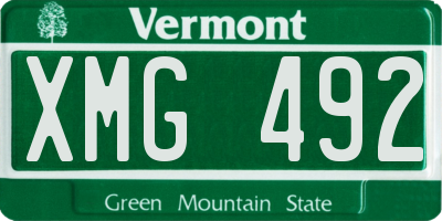 VT license plate XMG492