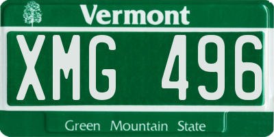 VT license plate XMG496