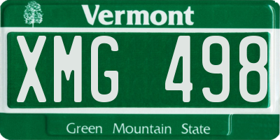 VT license plate XMG498