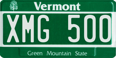 VT license plate XMG500