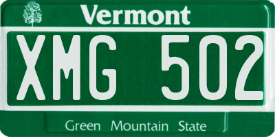 VT license plate XMG502