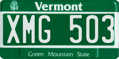 VT license plate XMG503