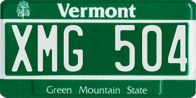 VT license plate XMG504
