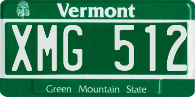 VT license plate XMG512