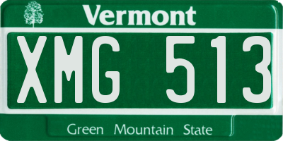 VT license plate XMG513