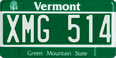 VT license plate XMG514