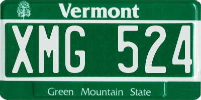 VT license plate XMG524