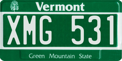VT license plate XMG531