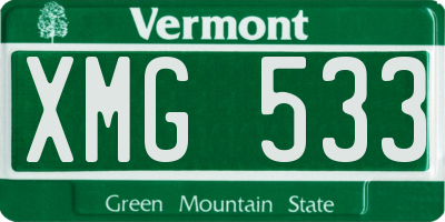 VT license plate XMG533