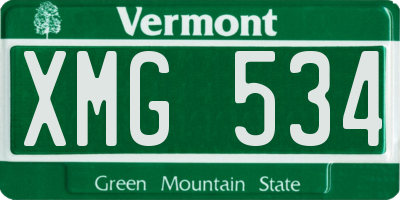 VT license plate XMG534
