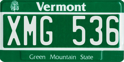 VT license plate XMG536
