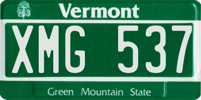 VT license plate XMG537