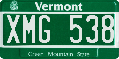 VT license plate XMG538