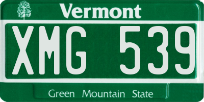 VT license plate XMG539