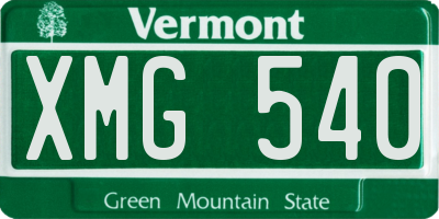 VT license plate XMG540