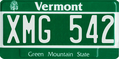 VT license plate XMG542