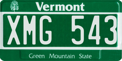 VT license plate XMG543