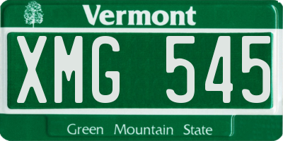 VT license plate XMG545