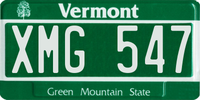 VT license plate XMG547