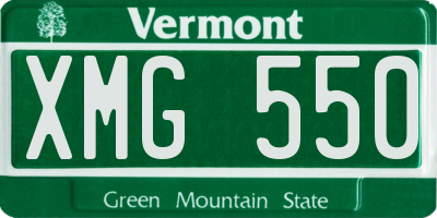 VT license plate XMG550